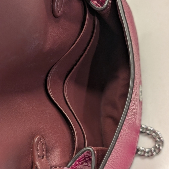 Coach Studded Mini Crossbody Bag w/ Chain. Like New. Fuschia Pink & Silver. - Picture 3 of 16